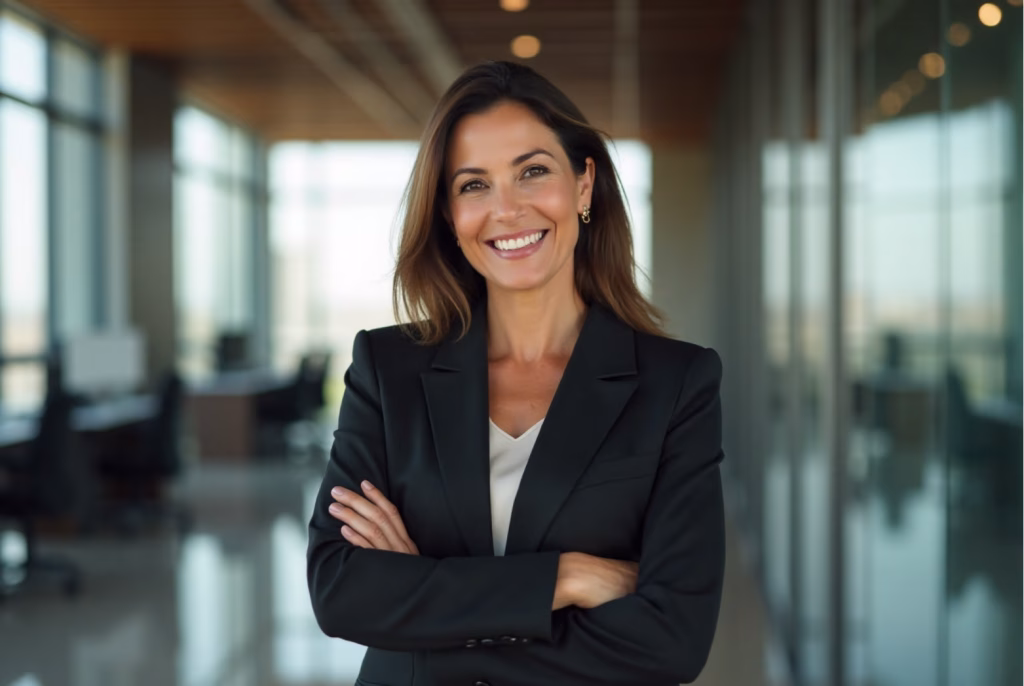 profissional executiva em ambiente corporativo representando liderança e carreira profissional