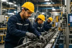 Profissional trabalhando em indústria