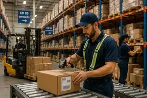 Profissional trabalhando em operação logistica